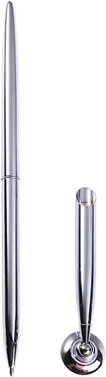 aoukoslt Guest Pen and Pen Stand, Round Pen Holder Signing Set, Metal Pen Attached to Desk Base Stands for Wedding Office, Pencil Holders - Image 1